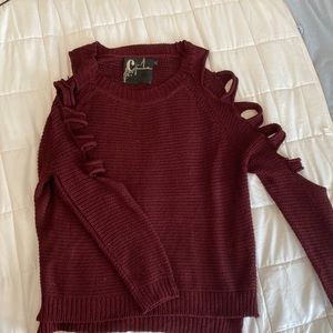 Burgundy sweater with arm holes. Size s great condition!